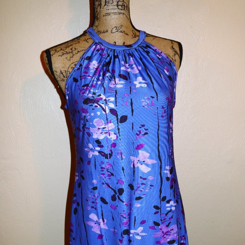 Purple and Blue Floral Yoke Dress